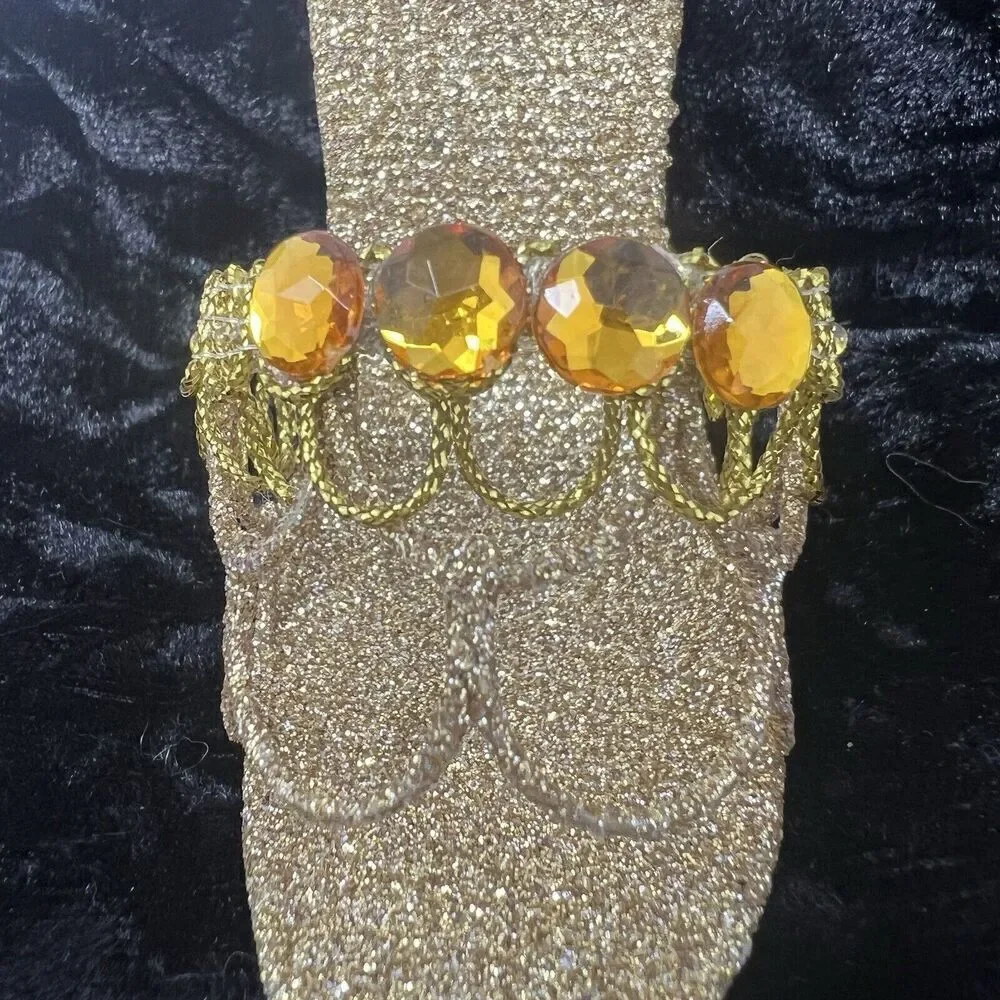 Pier 1 Stiletto Heel Gold Glitter Sandal Christmas Ornament Shoe Holiday